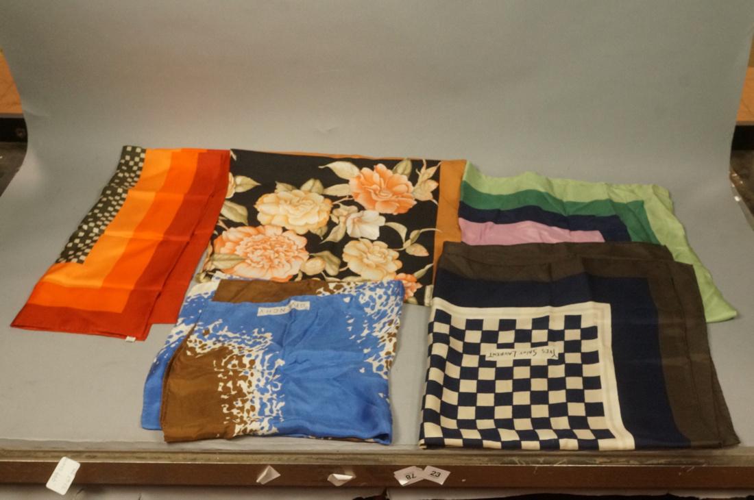 5pc French & Italian Designer Silk Scarves. YSL, (1 of 8)