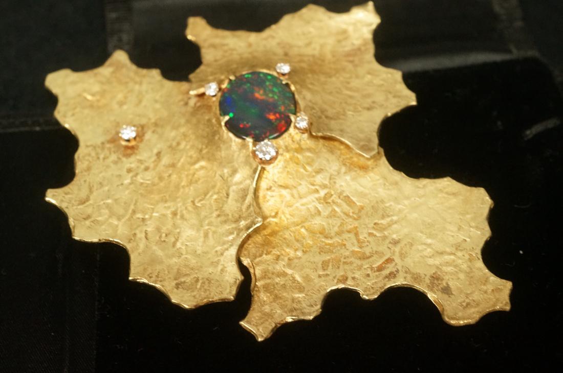 ED WIENER 18K Gold Hand Wrought Diamond Brooch Pe (1 of 8)