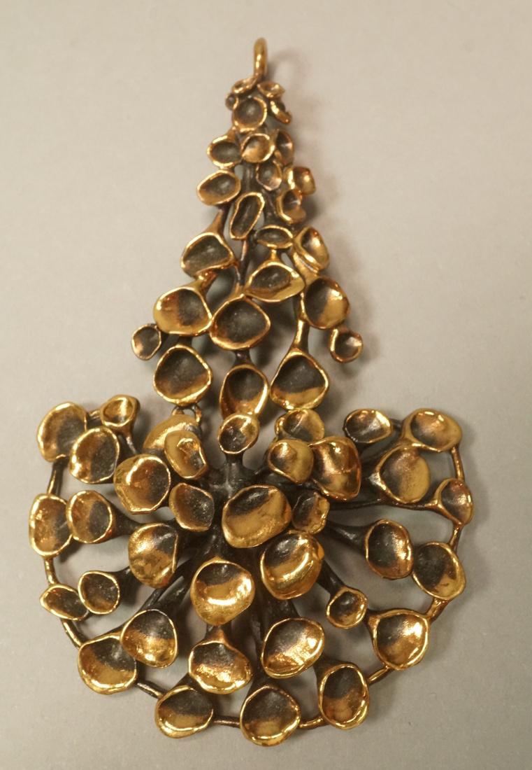 VALO KORU "Reindeer Moss" Finnish Large Bronze Pe: VALO KORU "Reindeer Moss" Finnish Large Bronze Pendant. 2 part jointed construction. Hannu Ikonen is a renowned jewelry designer for Valo-Koru, a Finnish jewelry company, established as a workshop by 