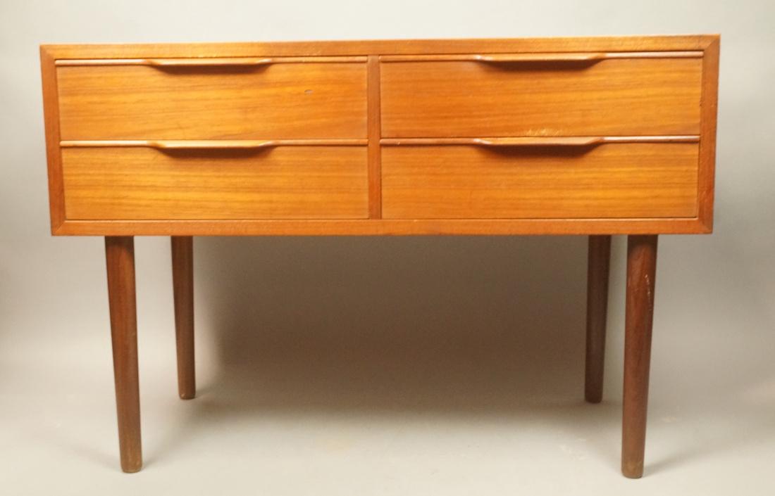 Danish Teak Low 4 Drawer Storage Cabinet. Narrow (1 of 7)