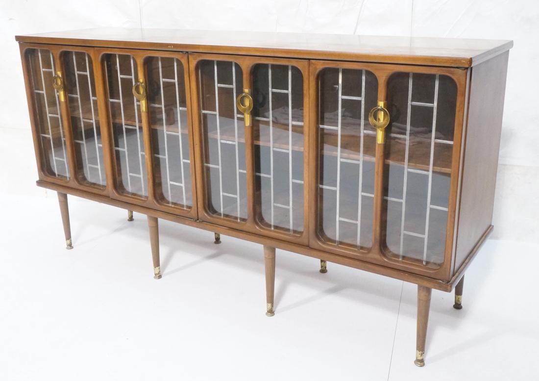American Modern Walnut Glass Panel Door Credenza (1 of 9)
