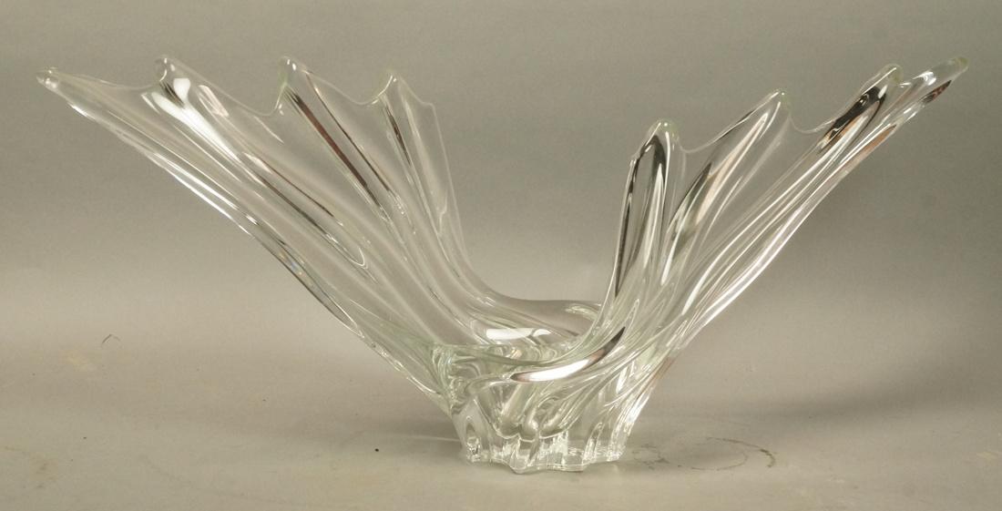 Vannes style French Crystal Bowl. Flared Winged F (1 of 5)