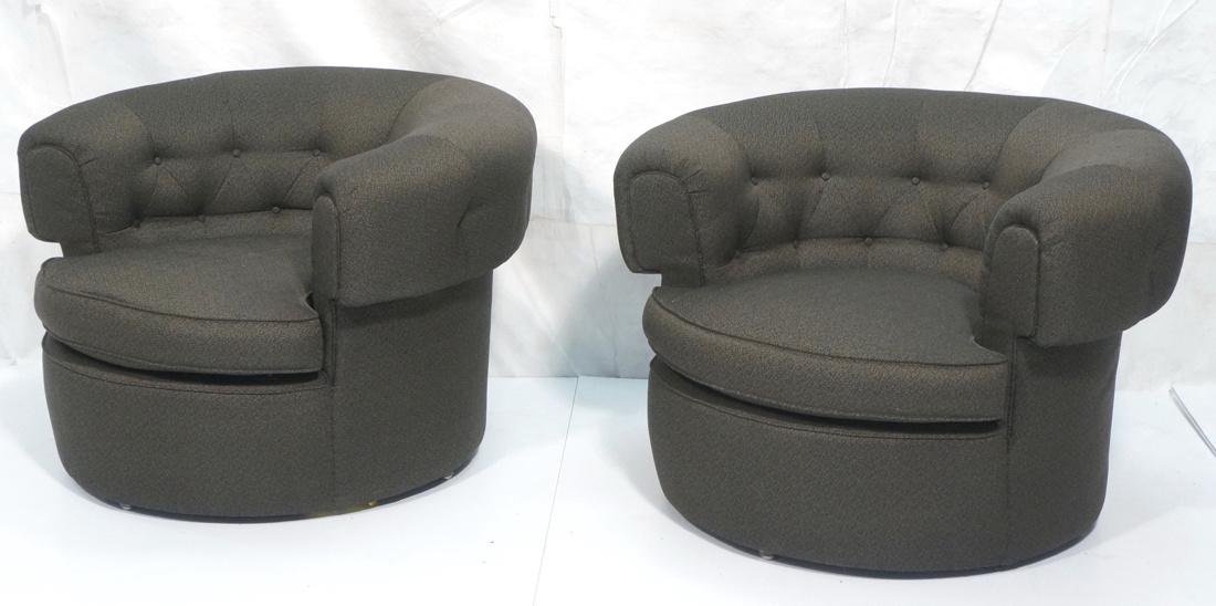 Pr Modern Rolling Barrel Back Lounge Chairs. Blac (1 of 6)