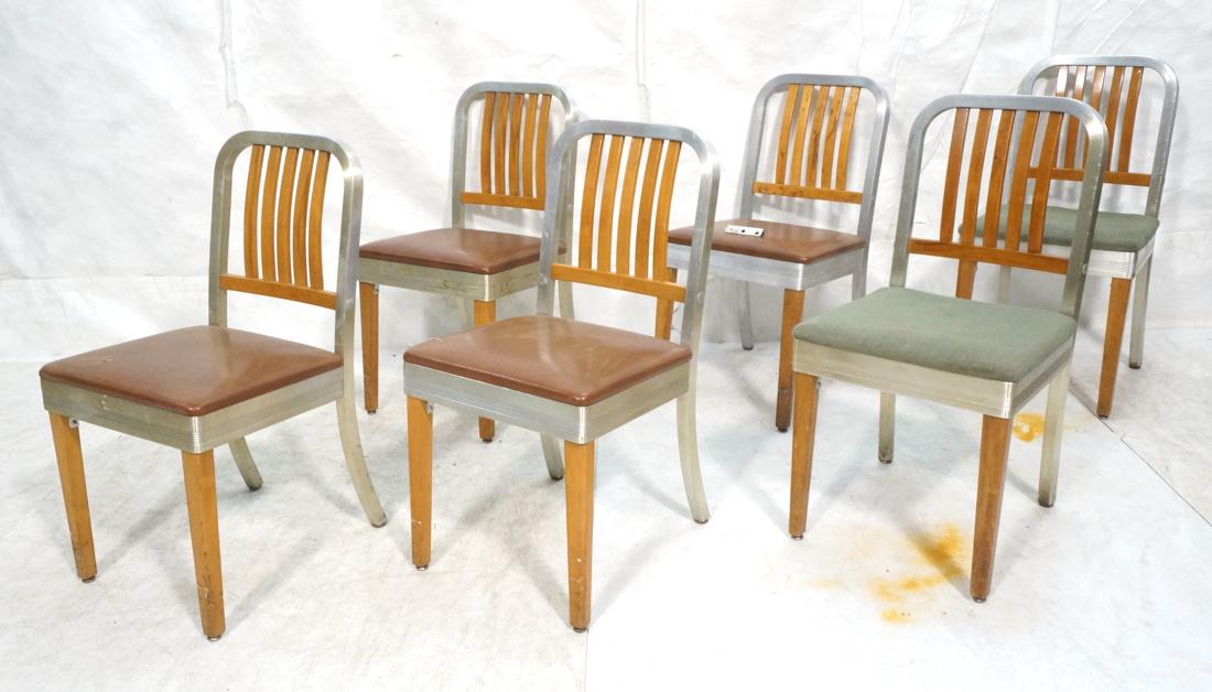Set 6 SHAW WALKER Aluminum & Wood Side Chairs. 2 (1 of 10)