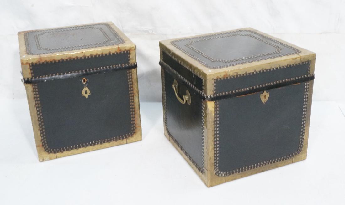 Pr Decorator Studded Black Leather Brass Cube Tru (1 of 10)