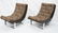 Pair Italian Style Lounge Chairs. Chrome Frame Mo