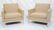 Pr KNOLL Style Tan Upholstered Lounge Chairs. Squ