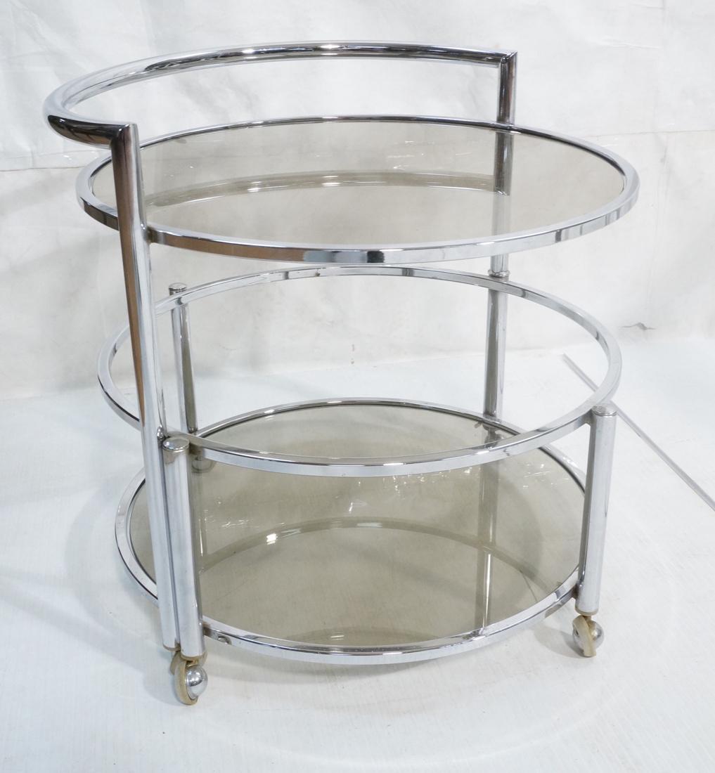 70s Modern Chrome & Smoked Bi-level Table. Swing (1 of 6)