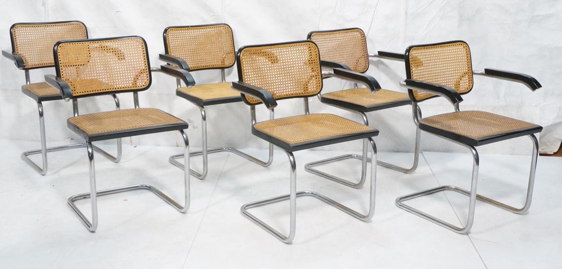 Set 6 KNOLL Style Chrome, Cane & Wood Chairs. Bla (1 of 10)