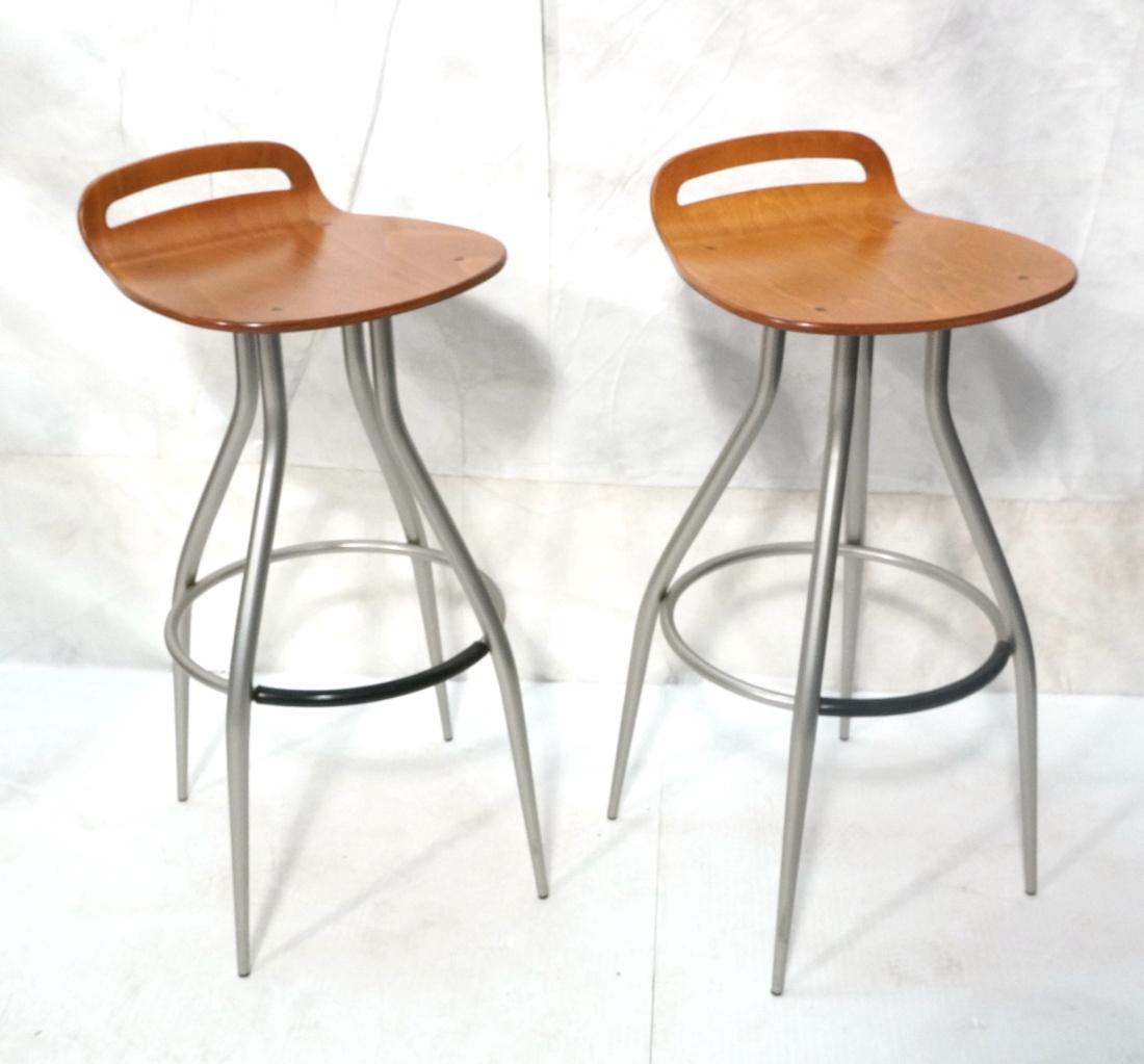 Pr Contemporary Swivel Bar Stools Molded Seats Cu (1 of 8)