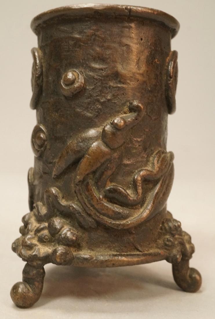 Japanese EDO Period Antique Bronze Pen Holder. Fi (1 of 6)