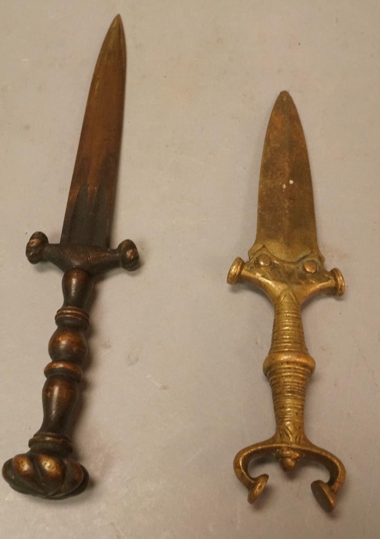 2 Ethnic Brass Metal Ceremonial Daggers. The bras (1 of 7)