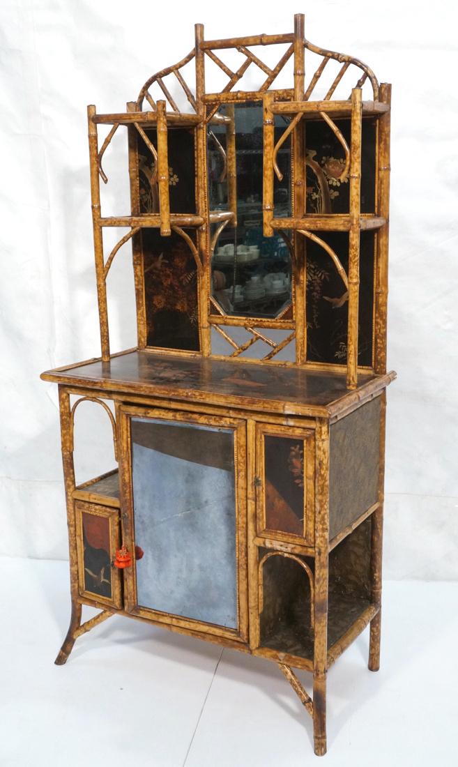 Bamboo Lacquered Japanese Style Curio Cabinet. Up (1 of 10)
