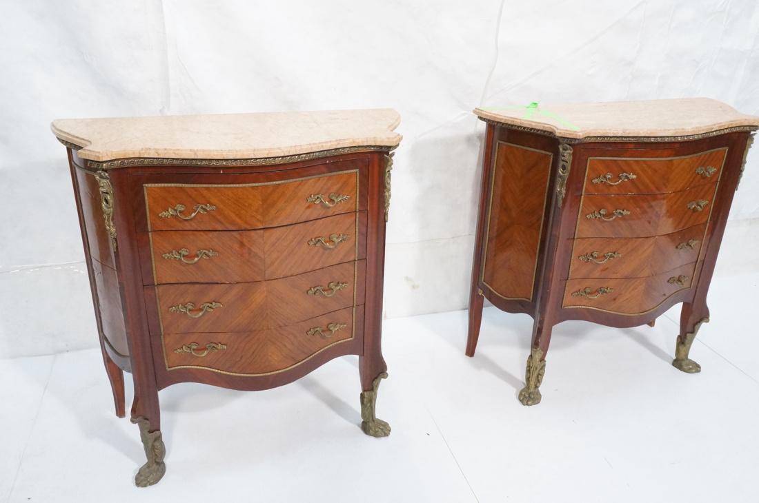 Pr French Pink Marble Top Commode Chests. Fancy b (1 of 10)