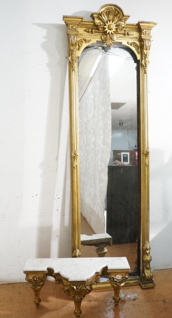 Carved Gilt Wood Victorian Pier Hall Mirror. M/T (1 of 7)
