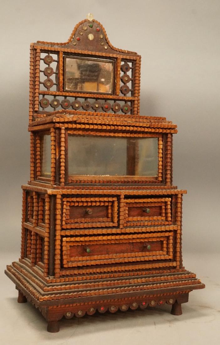 Vintage Handmade Tramp Art Miniature Dresser Jewe (1 of 8)