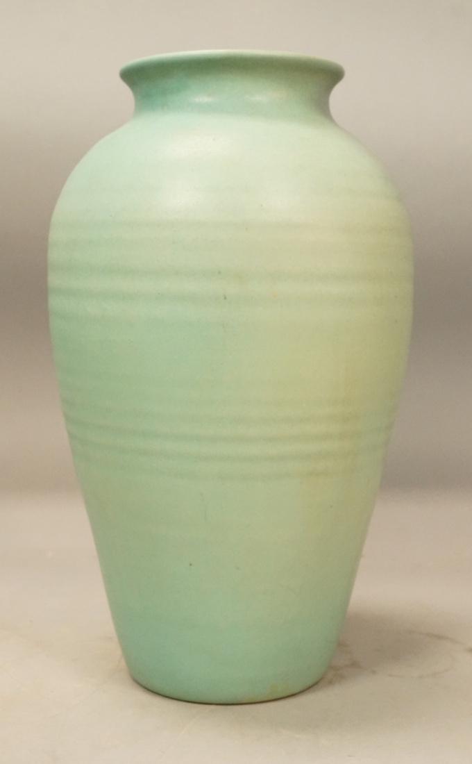 ARTUS VAN BRIGGLE Tall Aqua Art Pottery Vase. Lg (1 of 5)