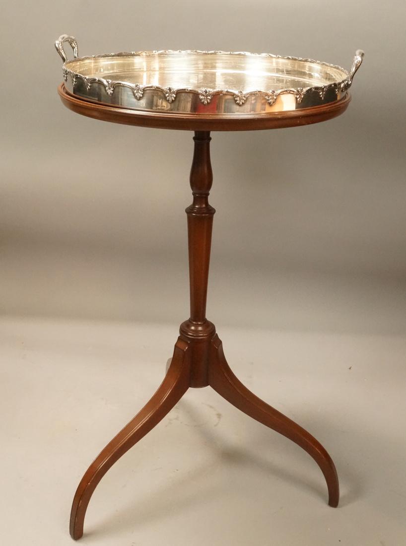 KITTINGER Tripod Base Side Table Silverplate Tray (1 of 7)