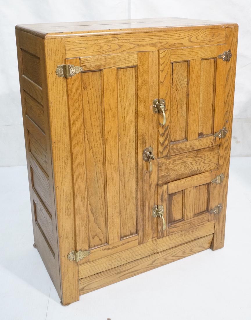 BOHN Antique Oak Refrigerator. 3 door compartment