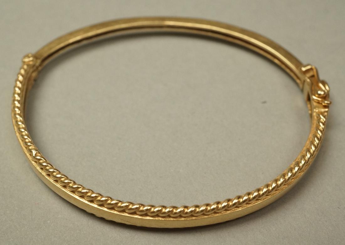 14K Yellow Gold Ladies Cuff Bracelet. Hinged cuff (1 of 7)
