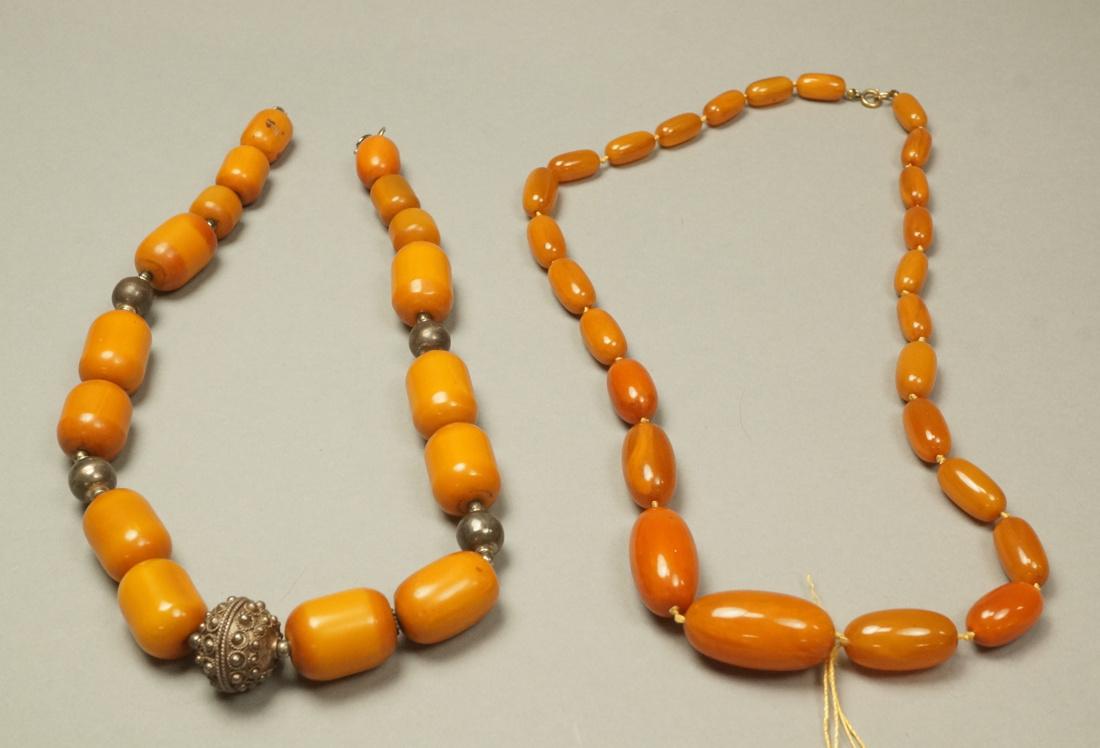 2 Amber Necklaces.  One Large reconstituted bead (1 of 7)