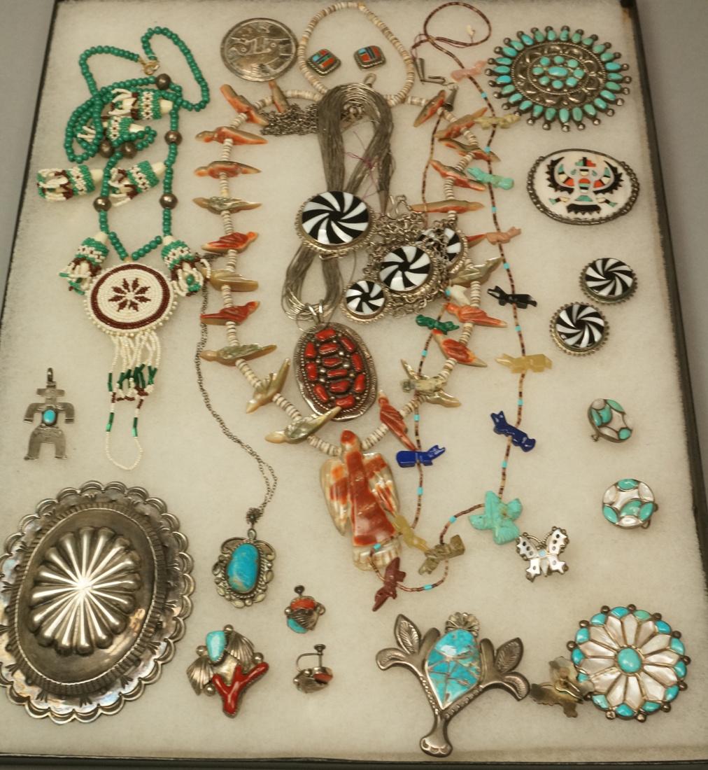 19pc American Indian Jewelry Lot. 6 necklaces, 7 (1 of 8)