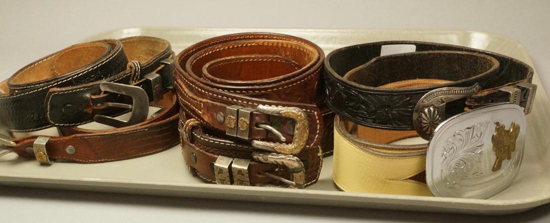 6pc Western Leather Belts with Buckles. 3 sets of (1 of 7)