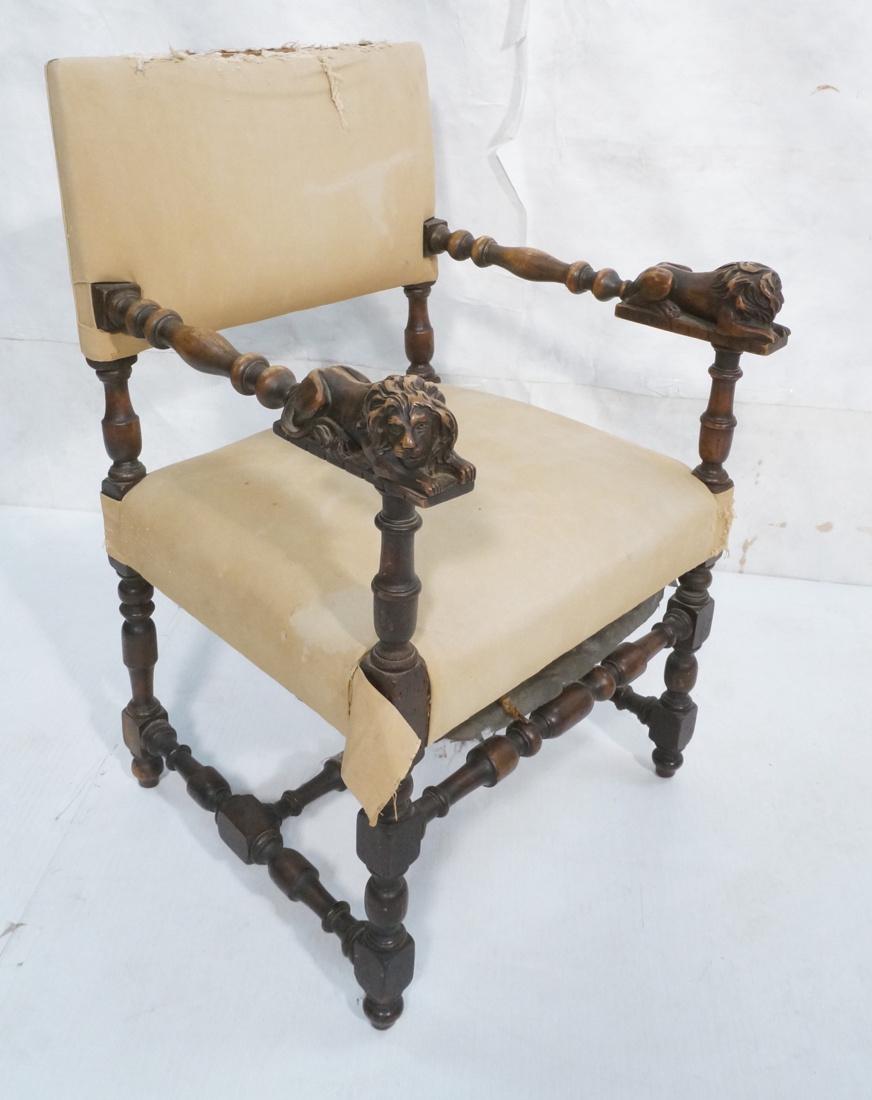 Antique Continental Carved Arm Chair. Carved Lion (1 of 9)