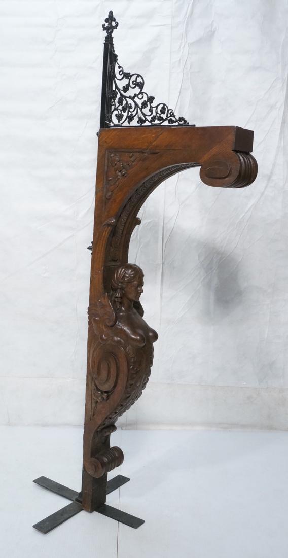 Antique Carved Oak Architectural Corbel. Large ar (1 of 10)