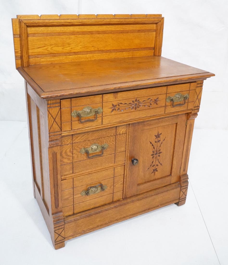 Antique Oak Victorian Wash Stand. Carved details. (1 of 8)