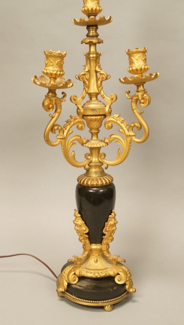 European Gilt Bronze Marble Candelabra Table Lamp (1 of 9)