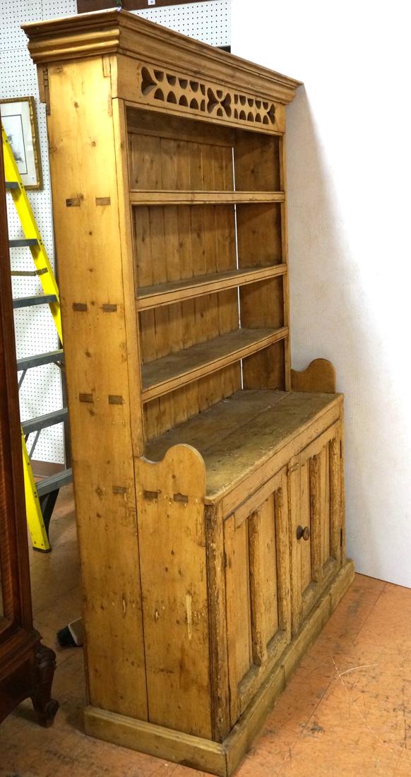 Antique Country Pine Cupboard Hutch. Panel back u (1 of 9)