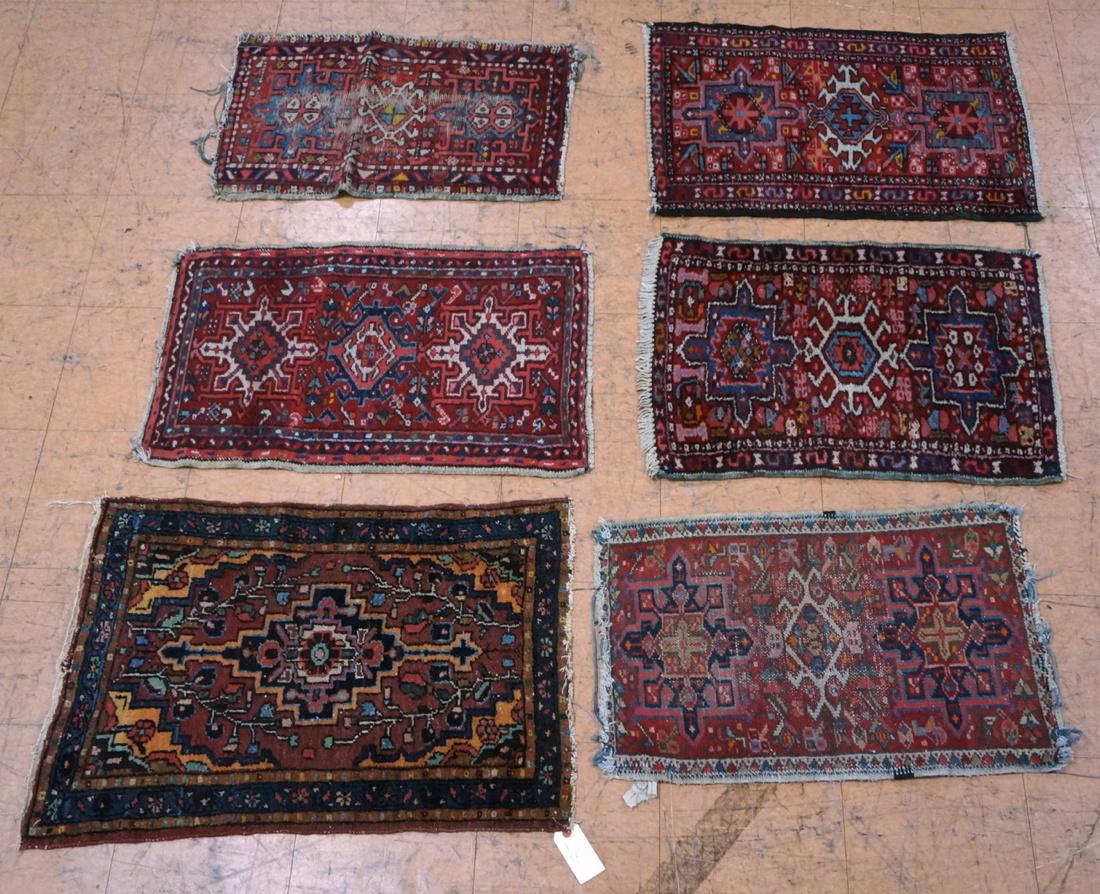 6 Small Mat Vintage Oriental Carpet Rugs. (1 of 9)