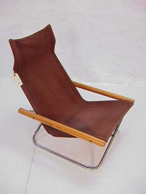 123 Anese Folding Chrome Wood Canvas Sling Chair W