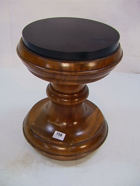 Fine Arts Furniture Co Stool Table Style of EAMES: Fine Arts Furniture Co Stool Table Style of EAMES Time Life Stool. Black Formica top. Dimensions: H: 16.25 inches: W: 12.5 inches Condition: Finish wear to wood, some scratches to Formica top US Shipp