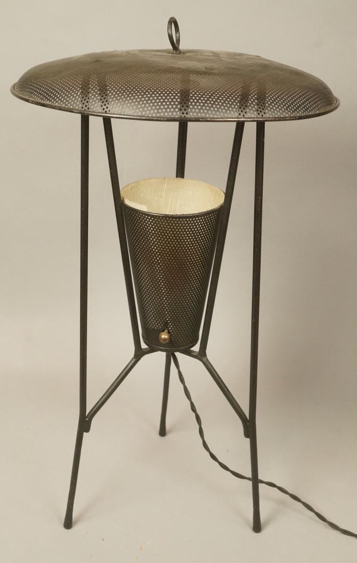 Black Modernist Pierced Metal Lamp. Black metal l (1 of 6)
