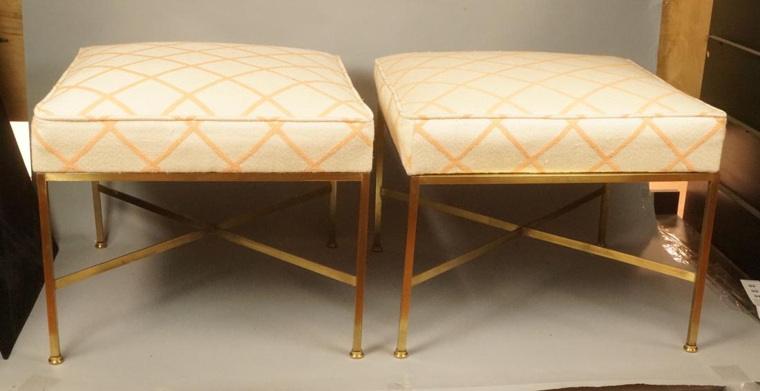 Pair Paul McCobb Stools.  Square Tube Brass X Bas (1 of 9)