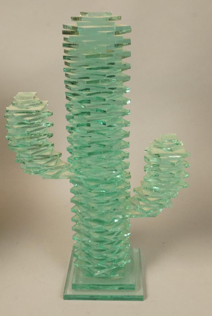 Modernist Stacked Glass Cactus Sculpture. Label D