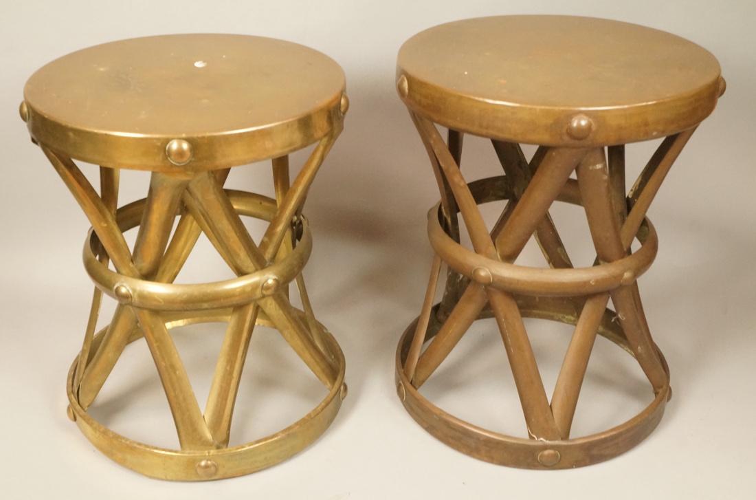 Pr SARREID Style Corseted Brass Stools. Industria (1 of 8)