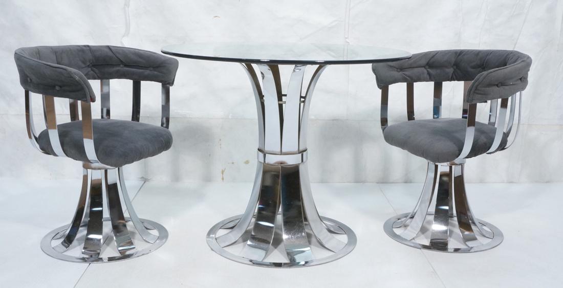 3 PCS WOODARD Style Dining Set. Table & 2 Pedesta (1 of 9)