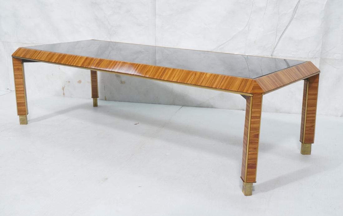 Italian Brass Trimmed Black Glass Cocktail Table. (1 of 9)