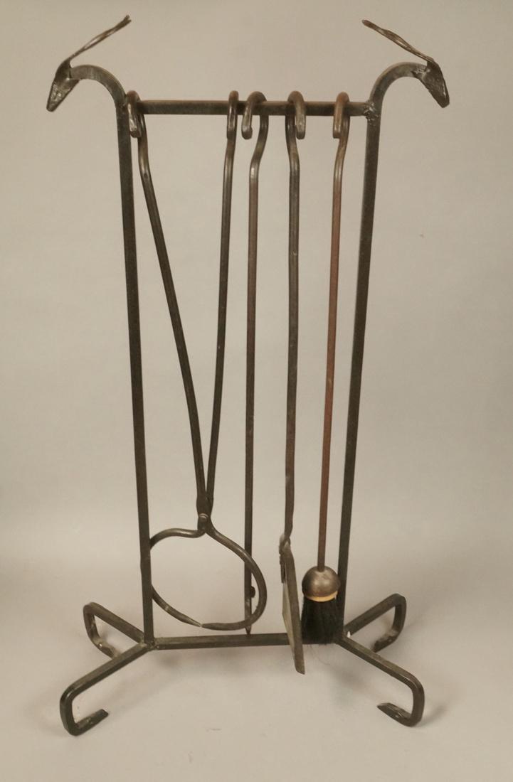 Antelope Head Wrought Iron Fireplace Tools. Stand (1 of 6)