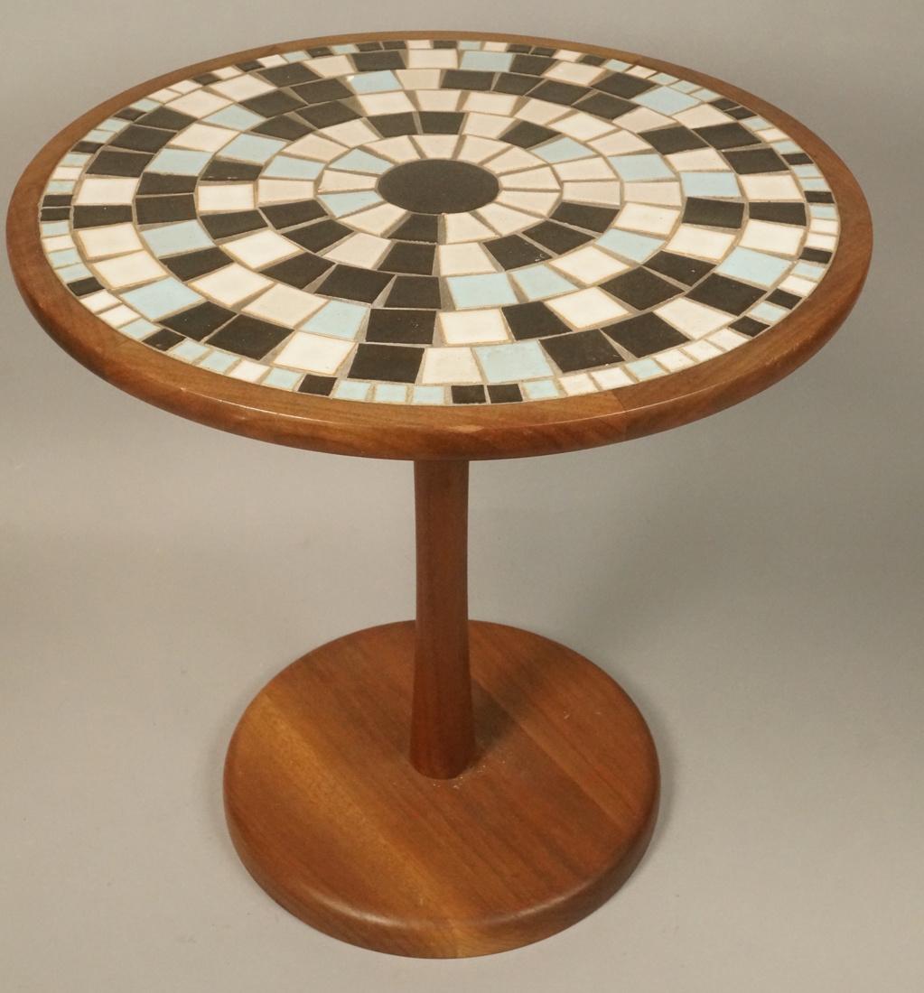 American Modern Walnut Tile Top Side Table. Pale (1 of 5)