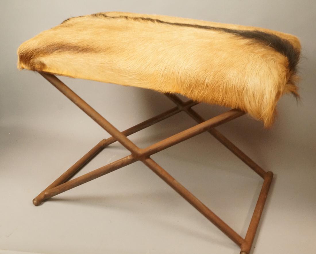 Natural Fur Hide Modernist Stool Bench. Metal tub (1 of 7)