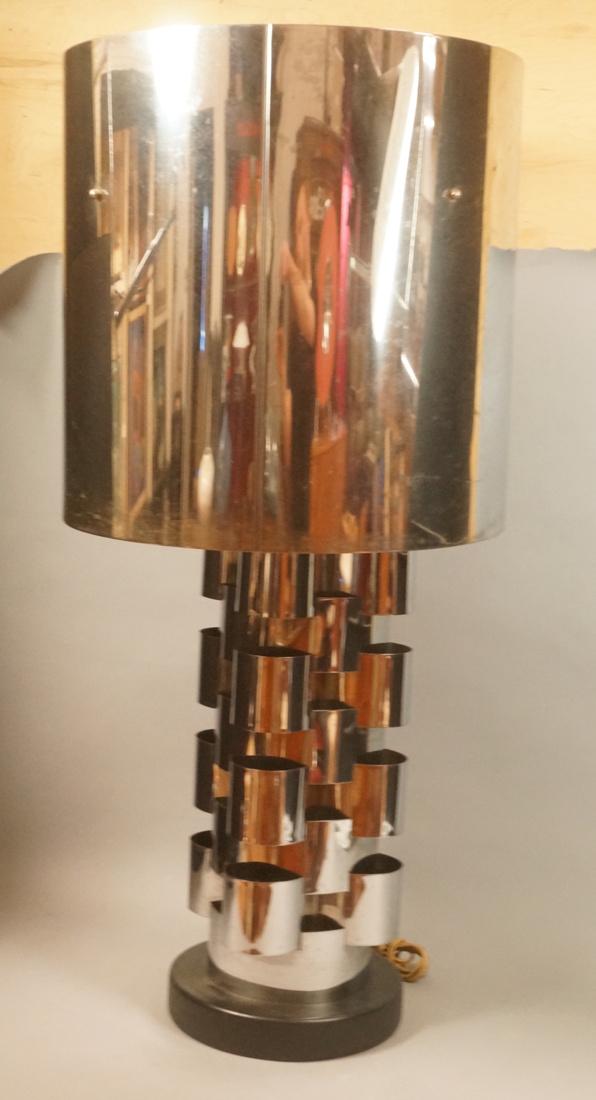 C JERE Large Chrome Table Lamp. Woven Banded Colu (1 of 7)