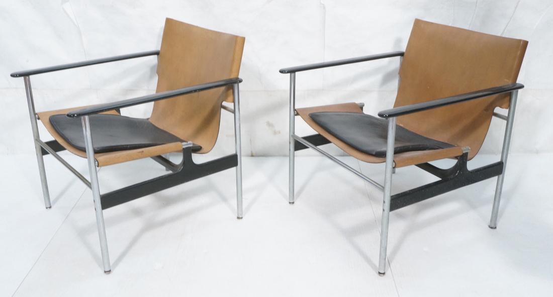 Pr POLLACK for KNOLL 657 Lounge Chairs. Chrome Le (1 of 10)