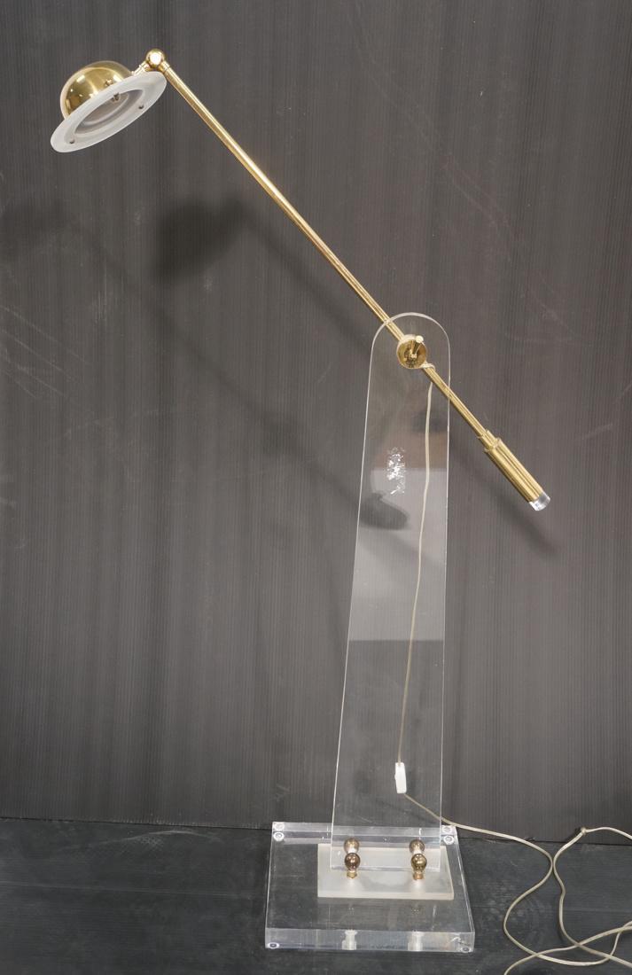Modernist Lucite & Brass Adjustable Floor Lamp. L (1 of 8)