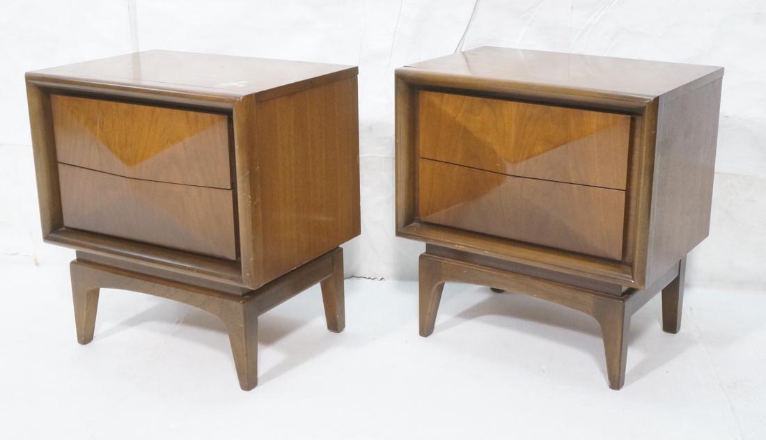 Pr UNITED Walnut Diamond Front Night Stands. Amer (1 of 10)