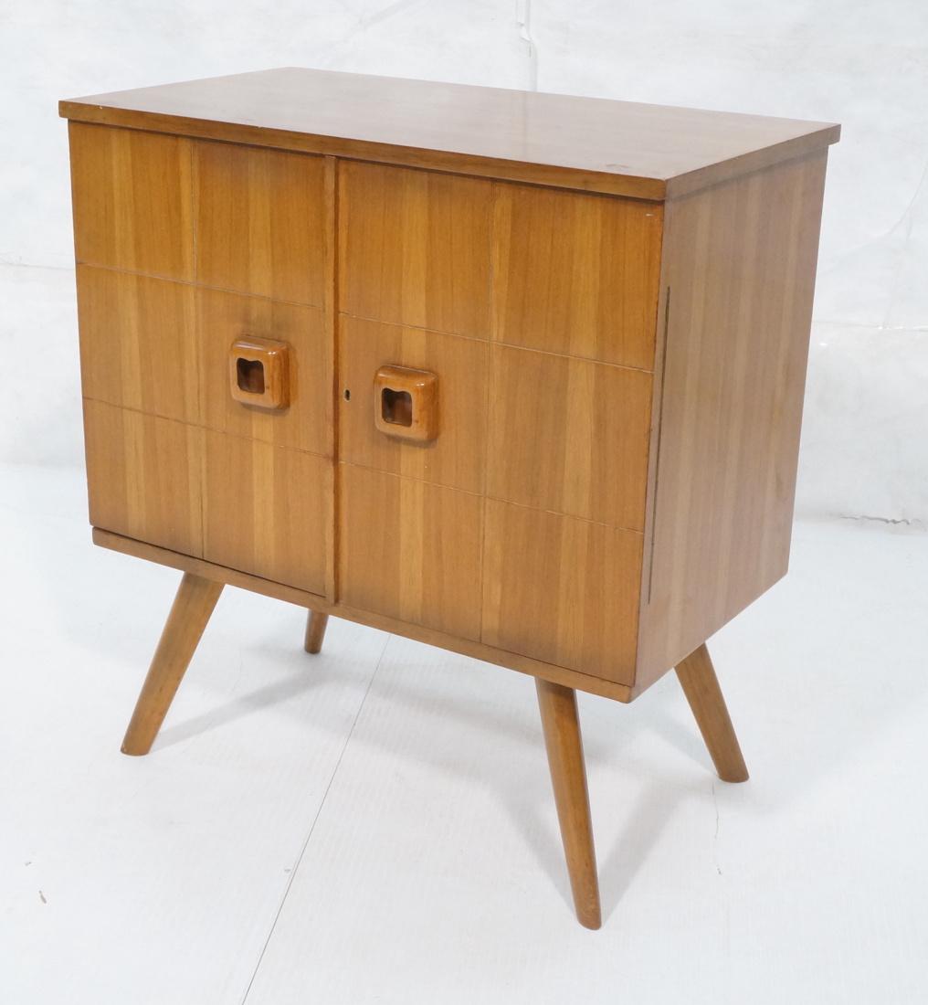 Italian Style Modern 2 Door Jewelry Chest Cabinet: Italian Style Modern 2 Door Jewelry Chest Cabinet. pair of doors with tile panel front. 12 interior lined drawers. Square pulls with open area, tapered legs. Ico Parisi style.-- Dimensions: H: 30 inch