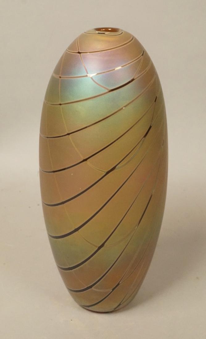 CRAIG ZWEIFEL Iridescent Art Glass Vase. Ovoid fo (1 of 6)